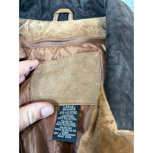 VINTAGE 90s Knightsbridge Faux Suede Jacket Mens Large Brown Barn Outdoor Retro - Picture 8 of 8